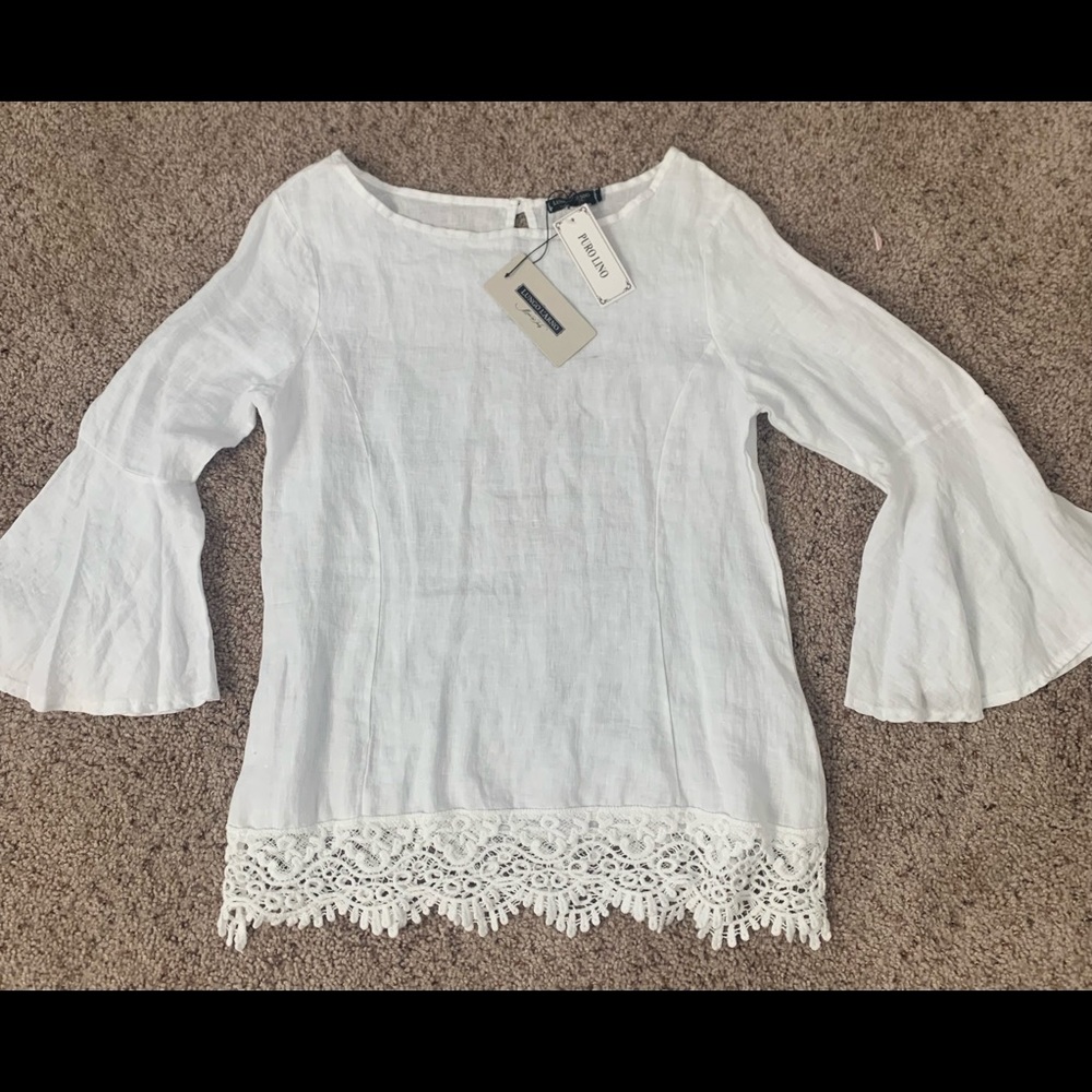 Women’s size small, Lungo L’arno, white linen top